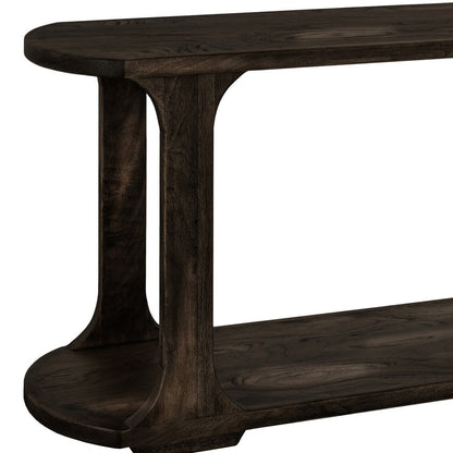 Benjara Eray Sofa Console Table, 1 Shelf, Oblong Frame, Black Teak, 59 Inch