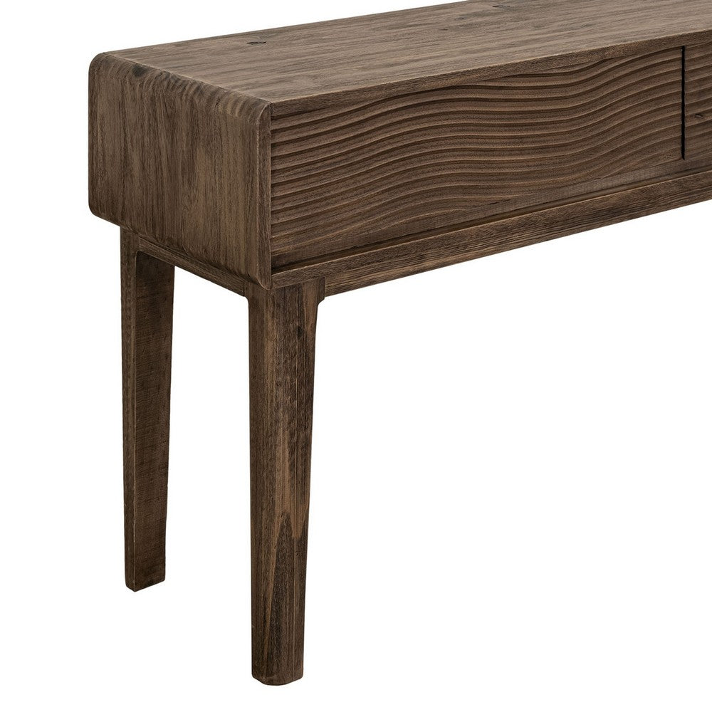 Benjara Oly Sofa Console Table, 2 Drawer, Natural Brown Melina Wood, 55 Inch