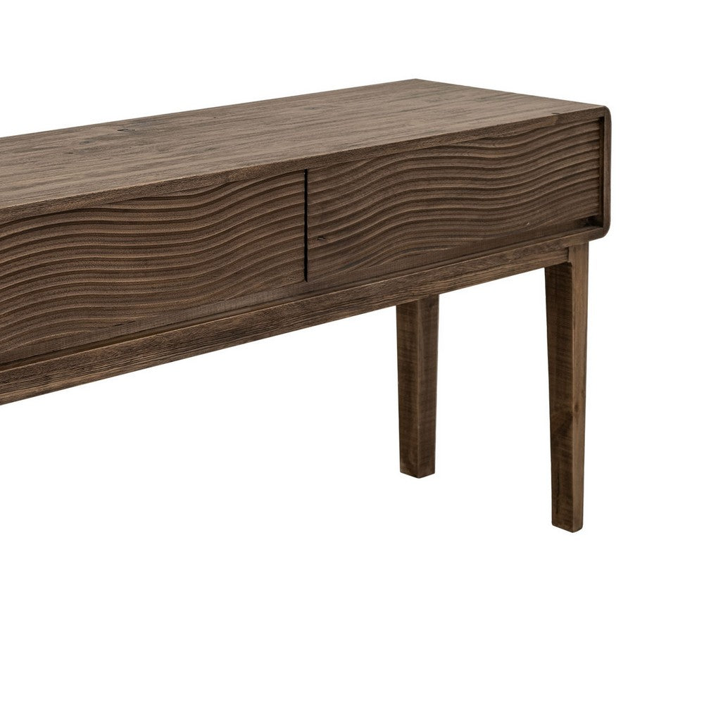 Benjara Oly Sofa Console Table, 2 Drawer, Natural Brown Melina Wood, 55 Inch