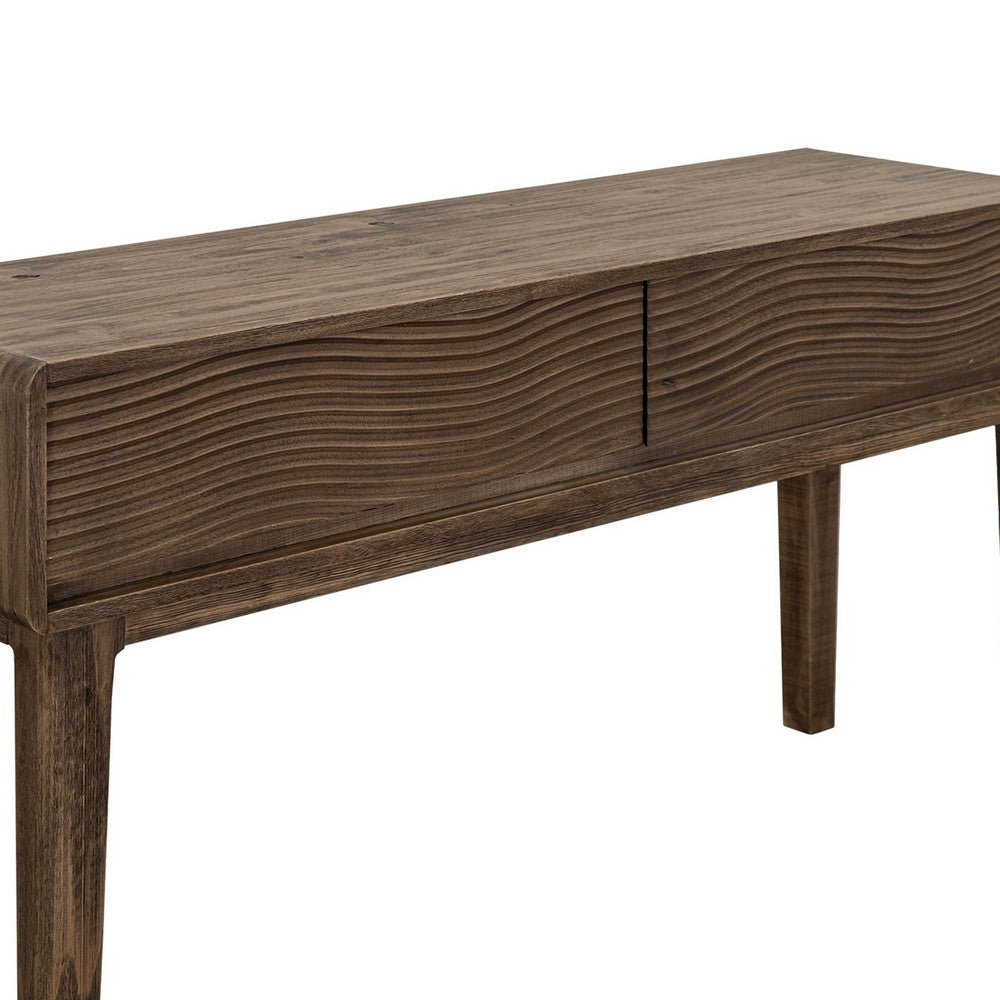 Benjara Oly Sofa Console Table, 2 Drawer, Natural Brown Melina Wood, 55 Inch