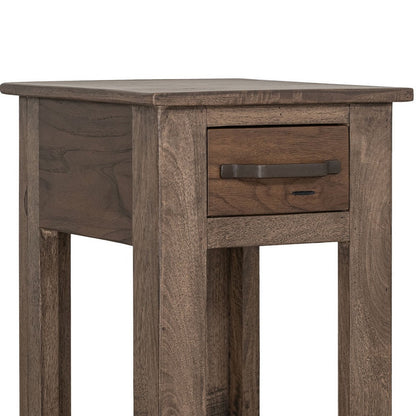 Benjara Tacey Chairside Table, 1 Drawer, 1 Shelf, Peanut Brown Wood, 18 Inch