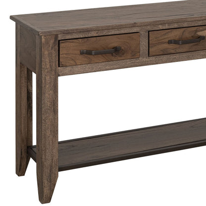 Benjara Tacey Sofa Console Table, 3 Drawers, Rustic Peanut Brown Wood, 54 Inch