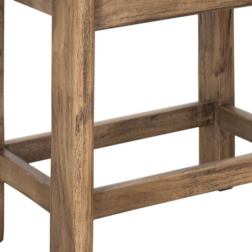 Benjara Eray Counter Stool, Almond, Barrel Brown, Olive Green Faux Leather