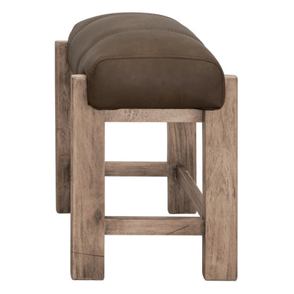 Benjara Eray Counter Height Stool, Dark Brown Faux Leather Melina Wood 24 Inch