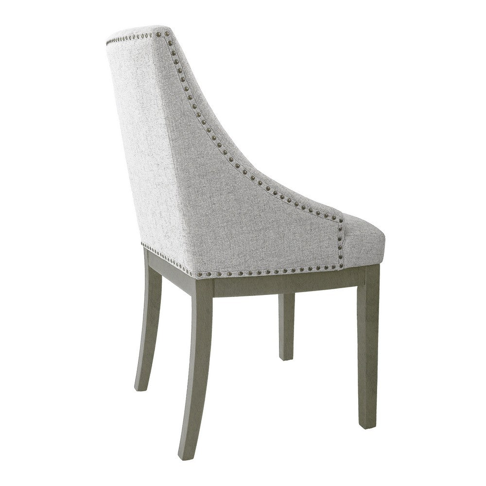 Benjara Side Dining Chair with Barrel Curved Back, Neutral Gray Textured Woven
