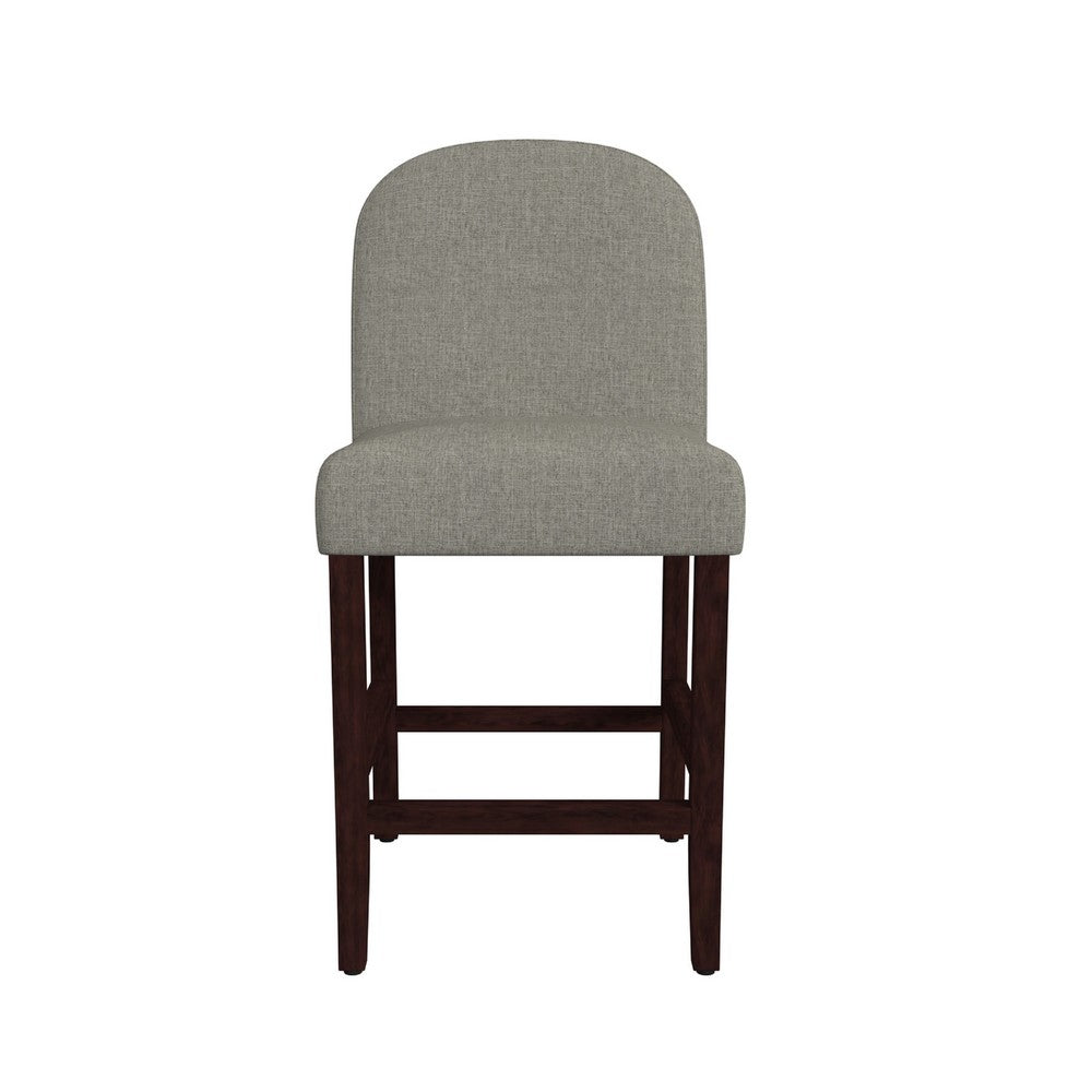 Benjara Aleo Counter Stool Chair, Gray Woven Fabric And Tapered Wood Legs