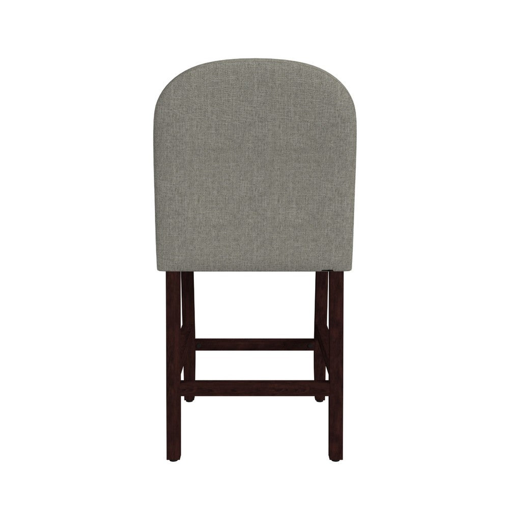 Benjara Aleo Counter Stool Chair, Gray Woven Fabric And Tapered Wood Legs