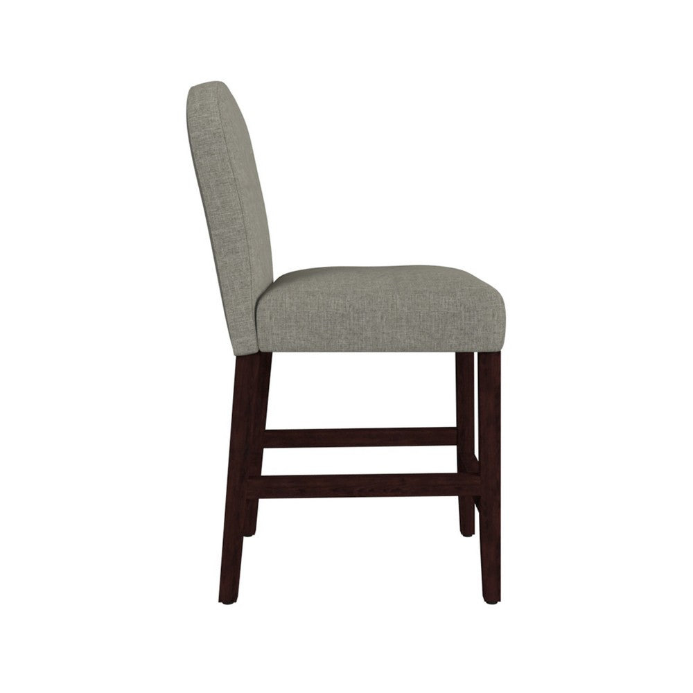 Benjara Aleo Counter Stool Chair, Gray Woven Fabric And Tapered Wood Legs