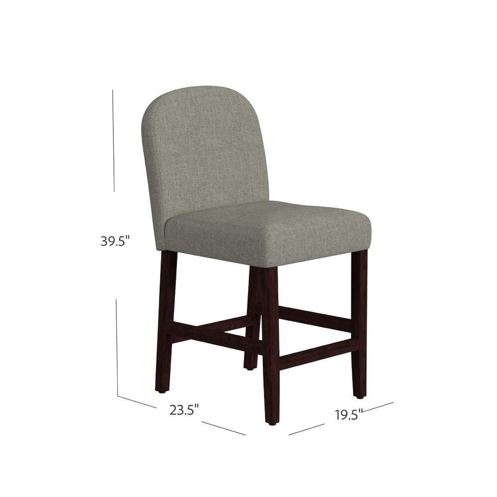 Benjara Aleo Counter Stool Chair, Gray Woven Fabric And Tapered Wood Legs