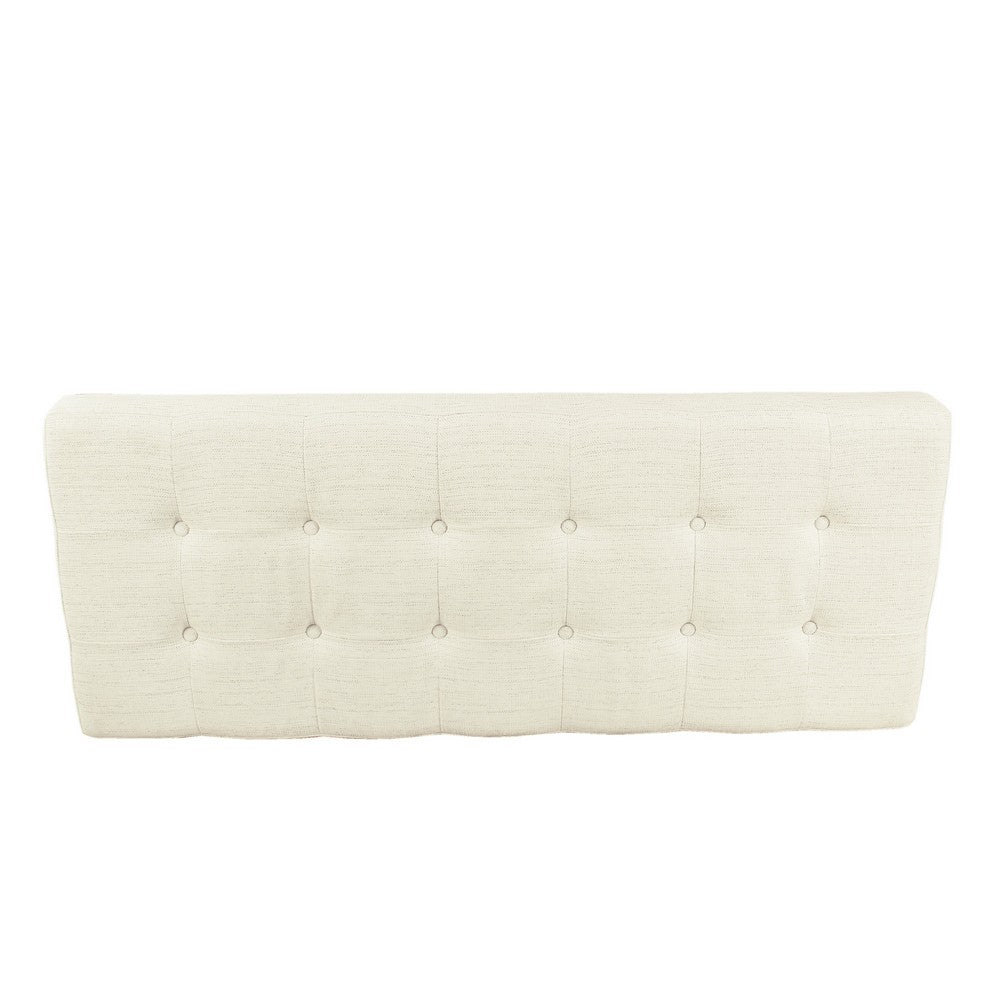 Benjara Alp Bench, Black Open Metal Frame, Cream Woven Tufted Fabric 54 Inch