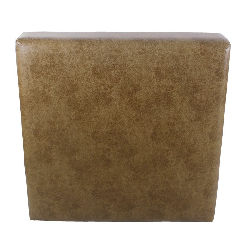 Benjara Dan Square Coffee Table Ottoman, Hardwood, Brown Faux Leather 36 Inch