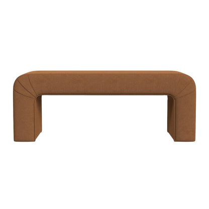 Benjara Gus Bench, Curved Arch Design, Orange Channel Tufted Velvet 48 Inch
