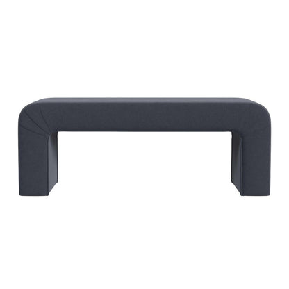 Benjara Gus Bench, Curved Arch Design, Blue Channel Tufted Velvet 48 Inch