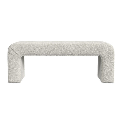Benjara Gus Bench, Curved Arch Design, Cream Channel Tufted Velvet 48 Inch