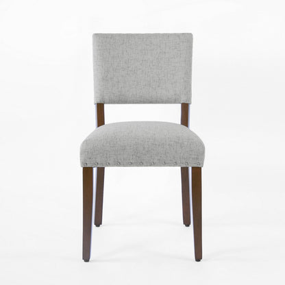 Benjara Dining Side Chair Set of 2, Padded Open Back, Gray Woven Fabric