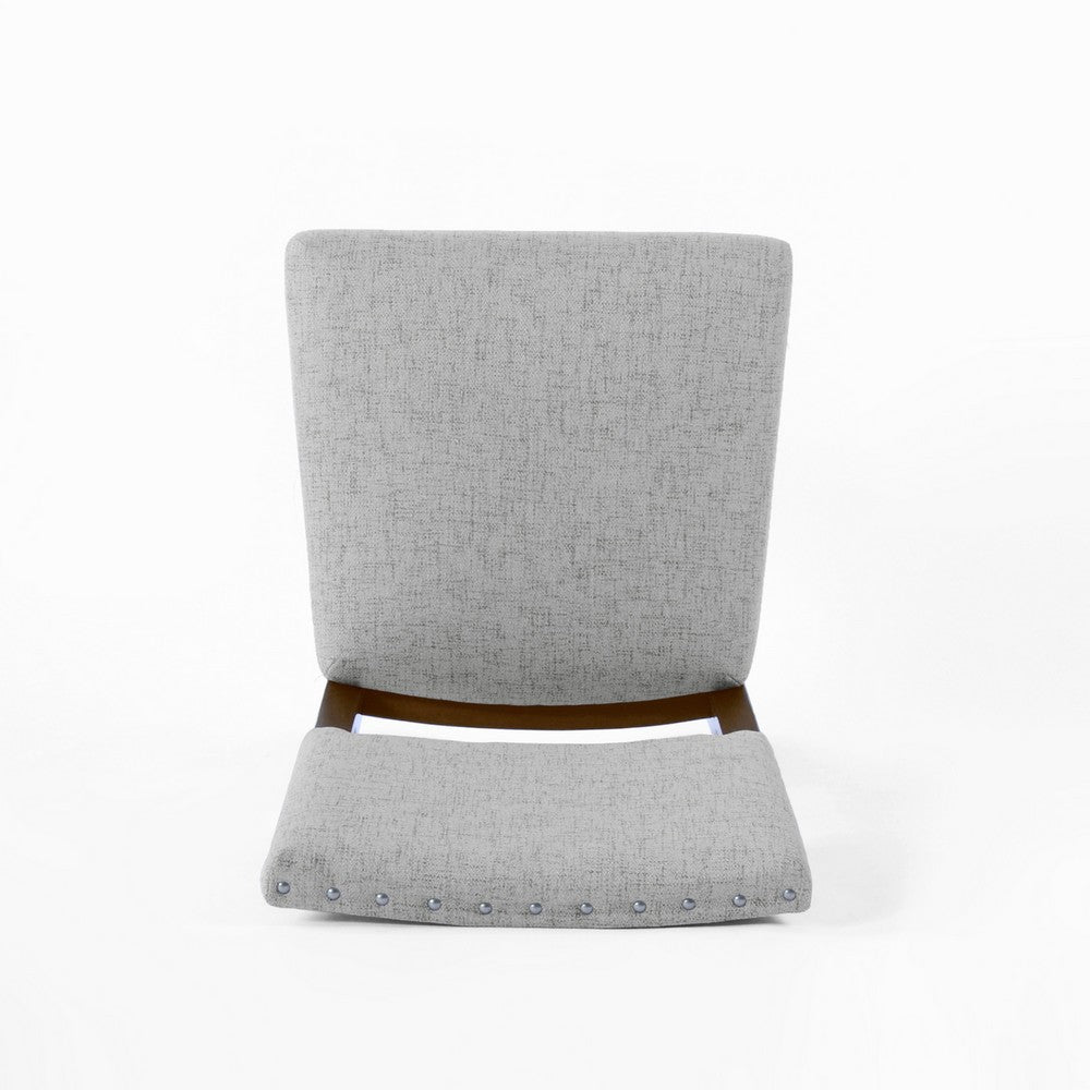 Benjara Dining Side Chair Set of 2, Padded Open Back, Gray Woven Fabric