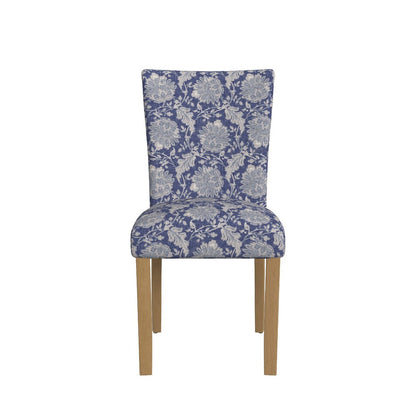 Benjara Jax Parsons Dining Chair Set of 2, Blue Gray Floral Print Polyester