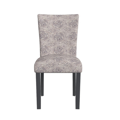 Benjara Jax Parsons Dining Chair Set of 2, Linen Artistic Floral Print Fabric