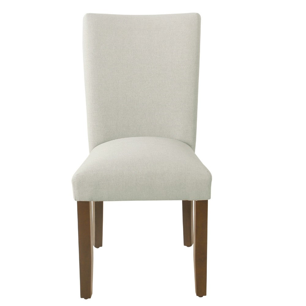 Benjara Jax Parsons Dining Chair Set of 2, Walnut Legs, Gray Woven Polyester