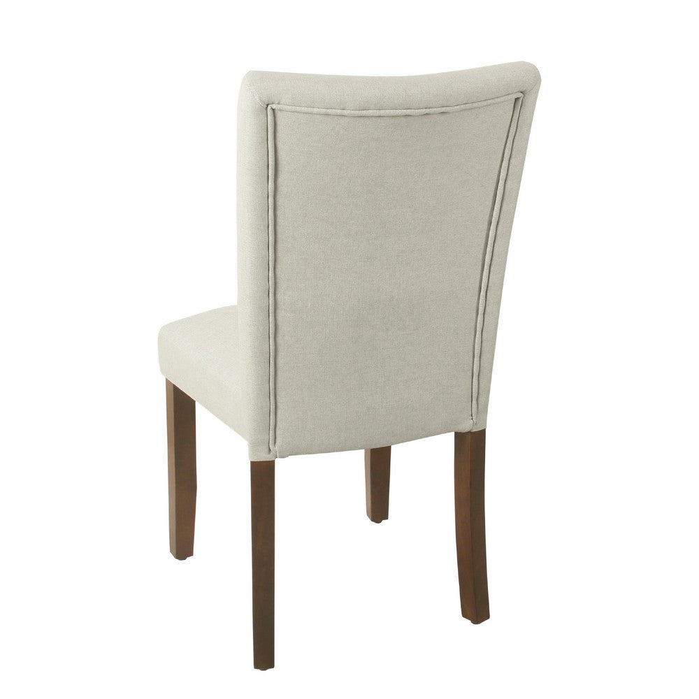Benjara Jax Parsons Dining Chair Set of 2, Walnut Legs, Gray Woven Polyester