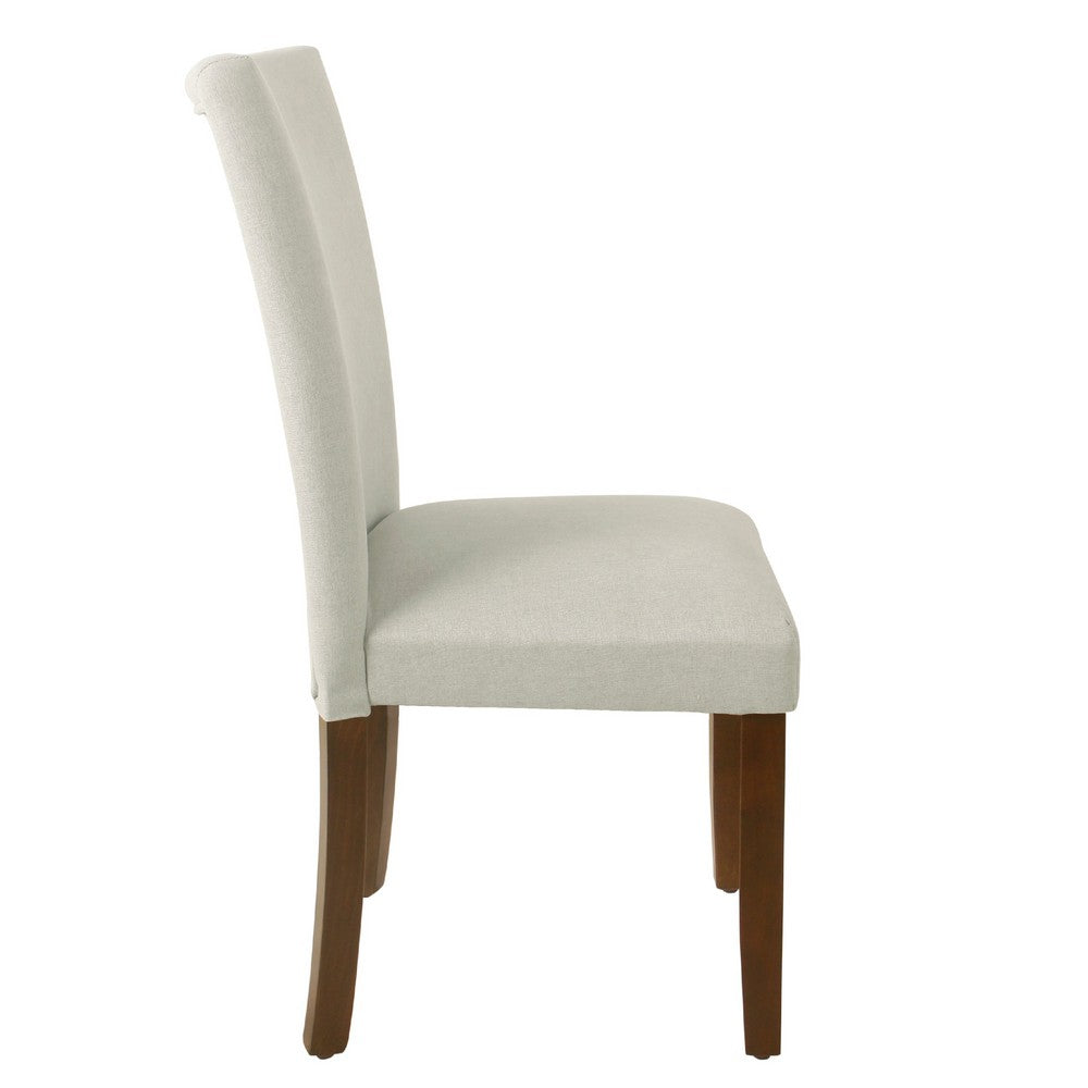 Benjara Jax Parsons Dining Chair Set of 2, Walnut Legs, Gray Woven Polyester