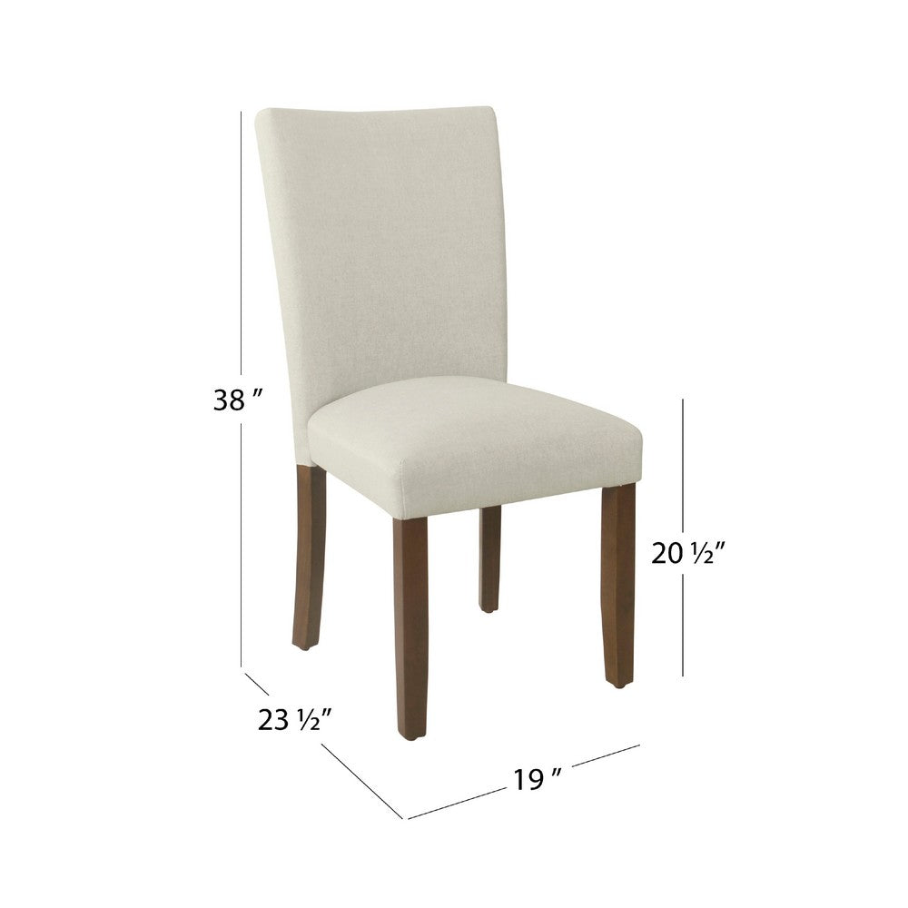 Benjara Jax Parsons Dining Chair Set of 2, Walnut Legs, Gray Woven Polyester