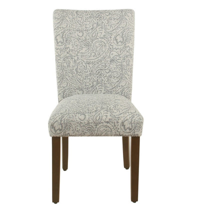 Benjara Jax Parsons Dining Chair Set of 2, Dark Walnut, Gray Beige Floral