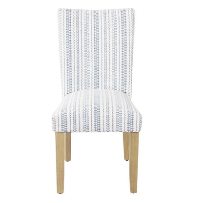 Benjara Jax Parsons Dining Chair Set of 2, Blue And White Farmhouse Striped