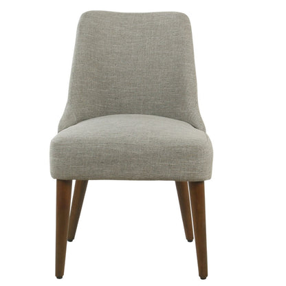 Benjara Guy Dining Chair with Dark Amber Tapered Legs, Gray Woven Fabric