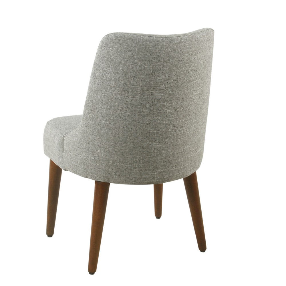 Benjara Guy Dining Chair with Dark Amber Tapered Legs, Gray Woven Fabric
