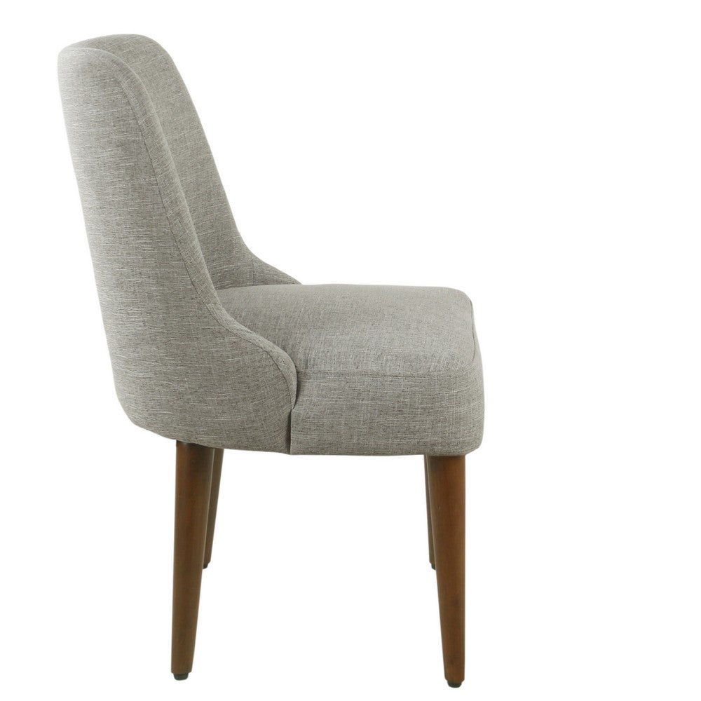Benjara Guy Dining Chair with Dark Amber Tapered Legs, Gray Woven Fabric