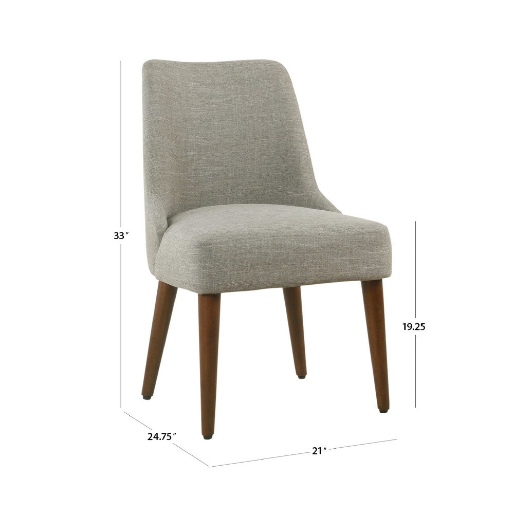 Benjara Guy Dining Chair with Dark Amber Tapered Legs, Gray Woven Fabric