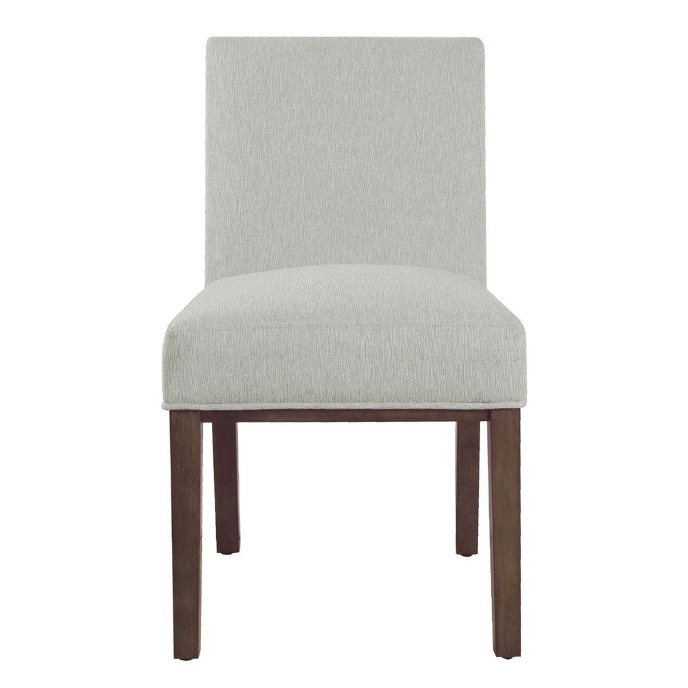 Benjara Jan Dining Chair with Espresso Wood Legs, Classic Gray Woven Fabric