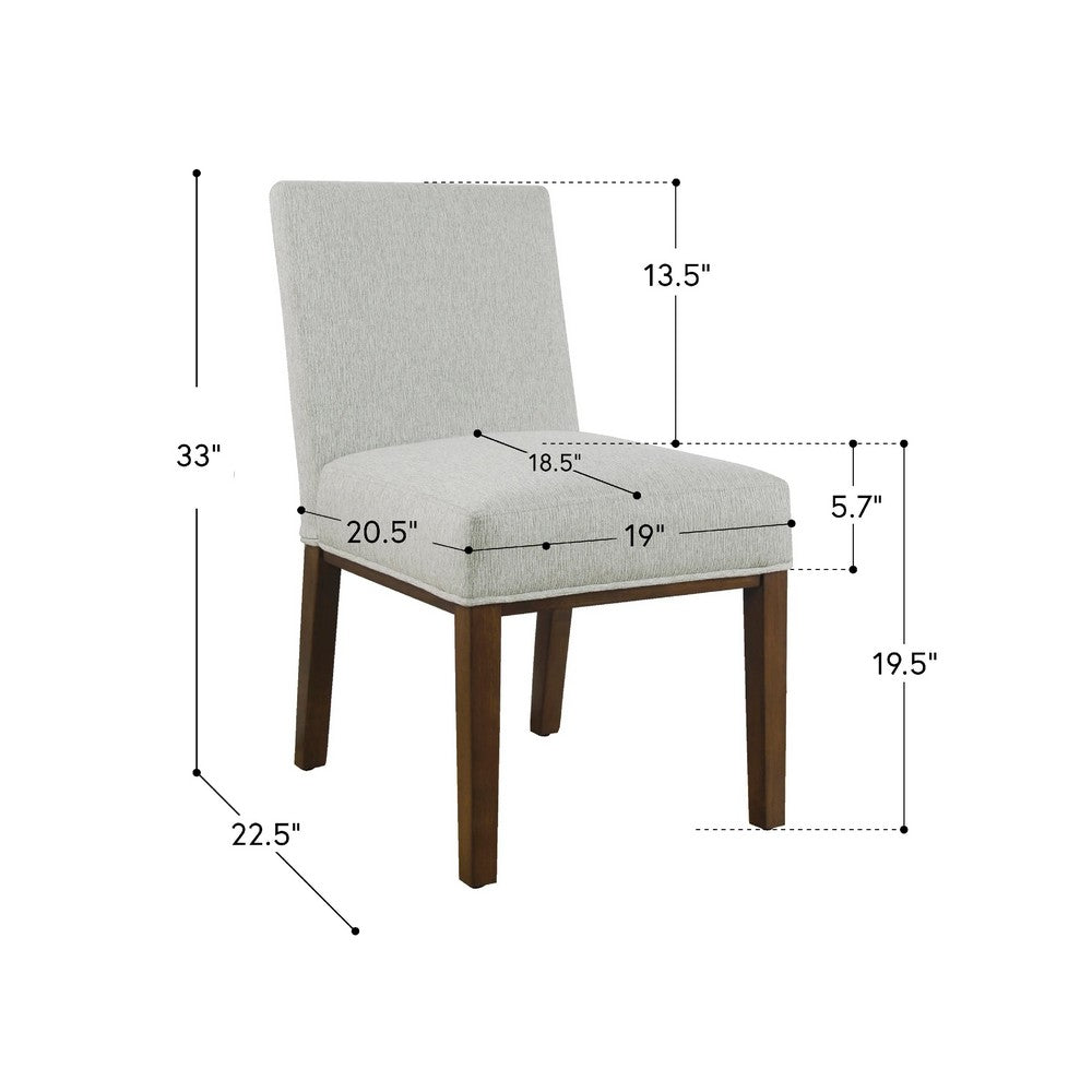 Benjara Jan Dining Chair with Espresso Wood Legs, Classic Gray Woven Fabric