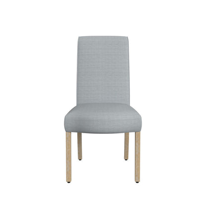 Benjara Jay Dining Chair Set of 2, Scalloped Details, Light Gray Woven Fabric