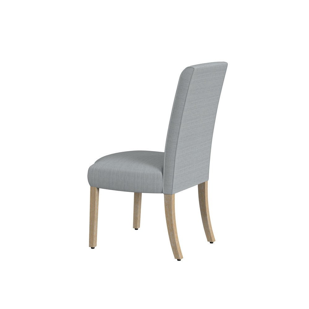 Benjara Jay Dining Chair Set of 2, Scalloped Details, Light Gray Woven Fabric