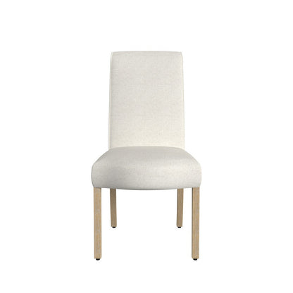 Benjara Jay Dining Chair Set of 2, Scalloped Details, Cream White Woven Fabric