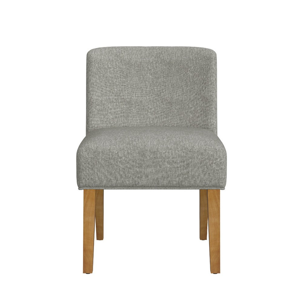 Benjara Kip Dining Chair with Honey Oak Wood Legs, Soft Gray Woven Fabric