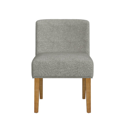 Benjara Kip Dining Chair with Honey Oak Wood Legs, Soft Gray Woven Fabric