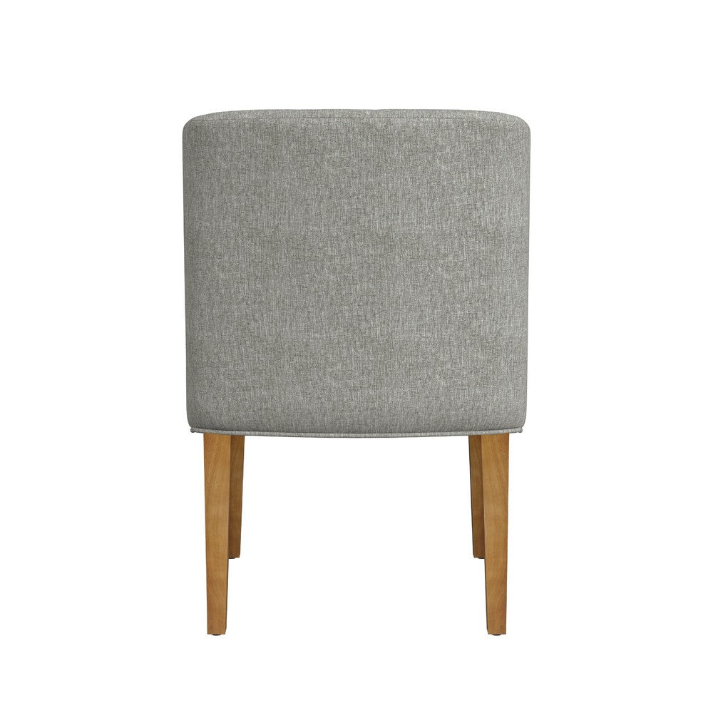 Benjara Kip Dining Chair with Honey Oak Wood Legs, Soft Gray Woven Fabric