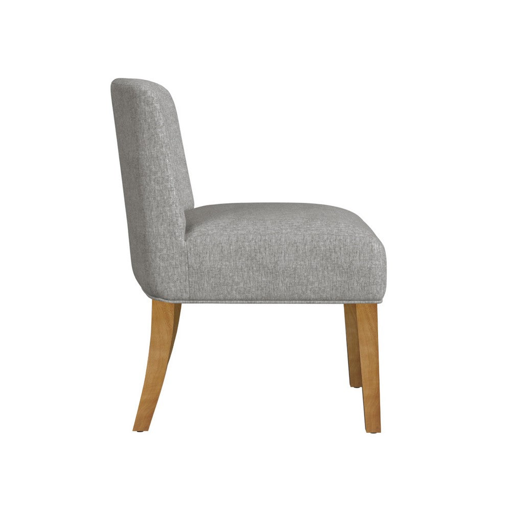 Benjara Kip Dining Chair with Honey Oak Wood Legs, Soft Gray Woven Fabric