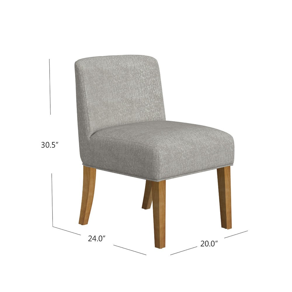 Benjara Kip Dining Chair with Honey Oak Wood Legs, Soft Gray Woven Fabric