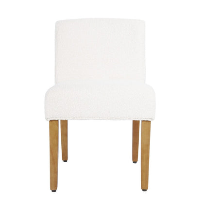 Benjara Kip Dining Chair with Honey Oak Wood Legs, Cream White Boucle Fabric