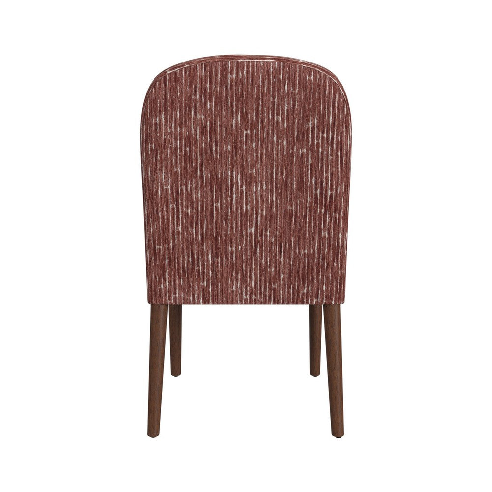 Benjara Mio Dining Chair with Rounded Back, Dark Walnut, Brown Chenille Fabric