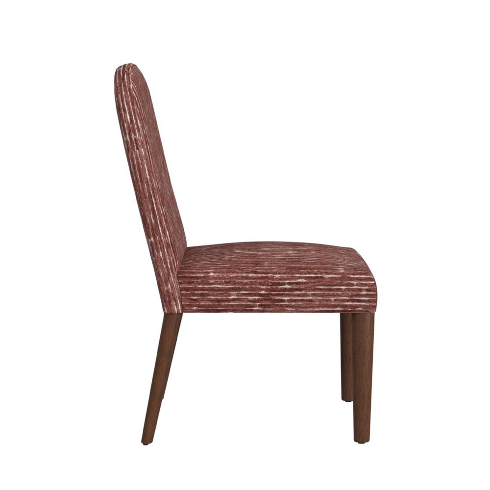 Benjara Mio Dining Chair with Rounded Back, Dark Walnut, Brown Chenille Fabric