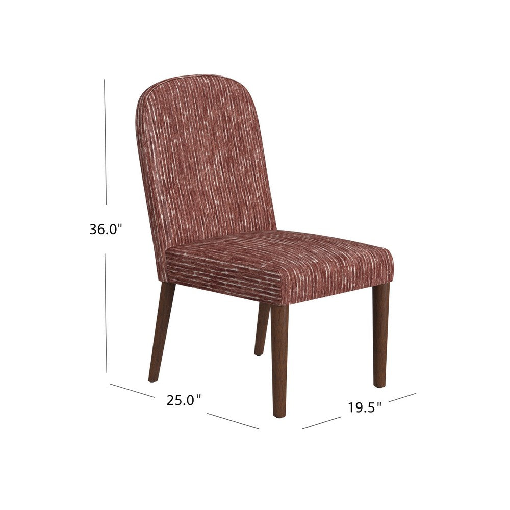Benjara Mio Dining Chair with Rounded Back, Dark Walnut, Brown Chenille Fabric