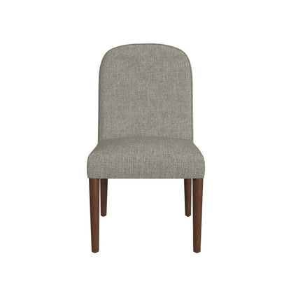 Benjara Mio Dining Chair with Rounded Back, Dark Walnut, Gray Woven Fabric
