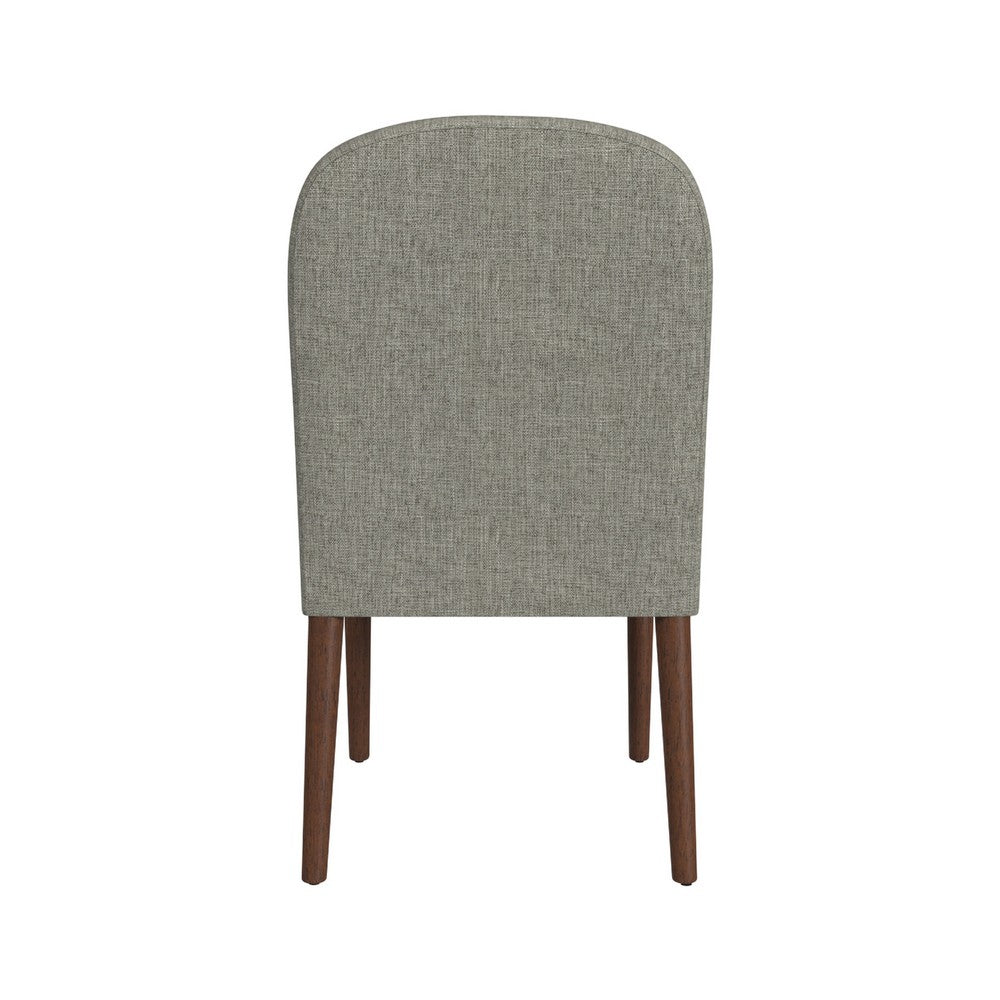 Benjara Mio Dining Chair with Rounded Back, Dark Walnut, Gray Woven Fabric