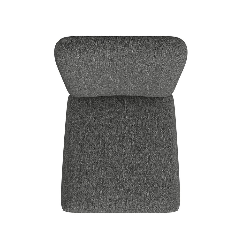 Benjara Dining Chair Set of 2, Modern Rounded Back, Black Woven Fabric