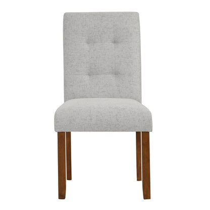 Benjara Rei Dining Chair Set of 2, Wood Frame, Tufted Gray Woven Fabric